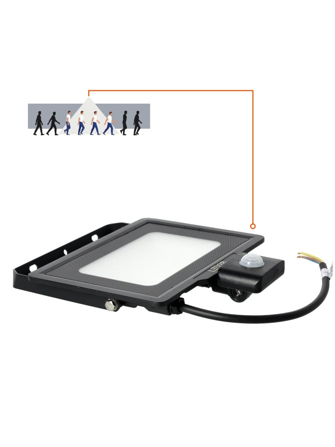 Naświetlacz zewnętrzny z czujnikiem ruchu PIR LED MHC 50W 6500K IP65 czarny LED2B 