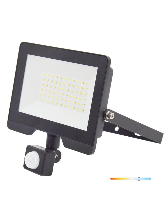 Naświetlacz LED z czujnikiem ruchu PIR 50W 6500K IP54 czarny LED2B RED 