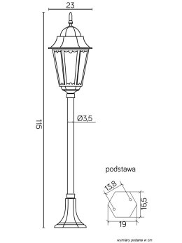 Lampa ogrodowa klasyczna Retro Classic II 115cm K 5002/2/H - LEDco.pl
