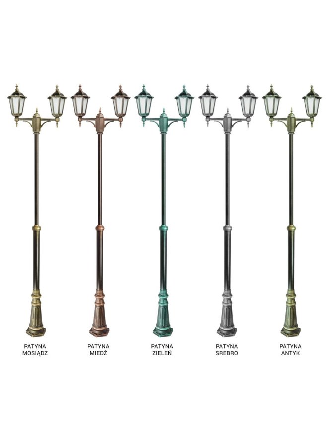 Podwójna latarnia ogrodowa RETRO CLASSIC 195-295cm | LEDco.pl