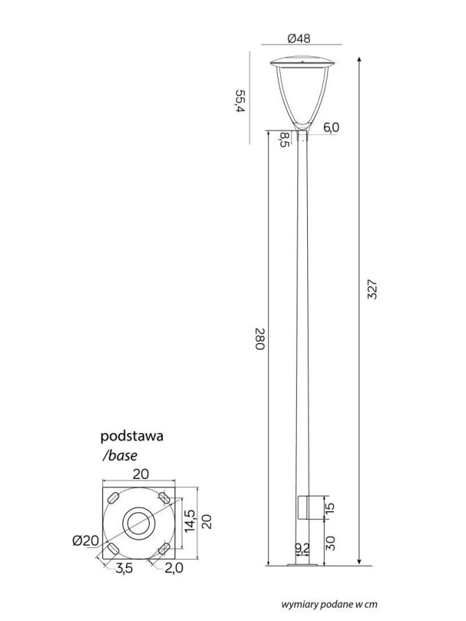 Latarnia ogrodowa LED URAN 327cm 60W antracyt | sklep LEDco.pl