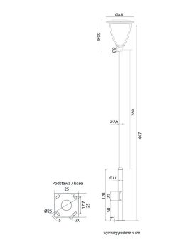 Lampa uliczna LED URAN 447cm 60W IK08 oświetlenie osiedli, ulic, parków