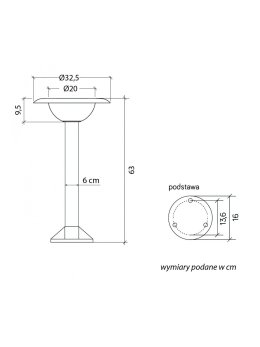 Słupek ogrodowy FEBE 63cm IP65 czarny wymienna żarówka E27 LEDco.pl