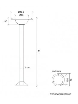 Słupek ogrodowy FEBE 113cm IP65 czarny wymienna żarówka E27 LEDco.pl