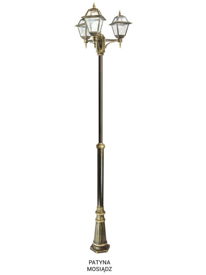 Potrójna latarnia ogrodowa WITRAŻ 185-285cm retro | sklep LEDco.pl