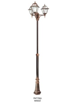Potrójna latarnia ogrodowa WITRAŻ 185-285cm retro | sklep LEDco.pl