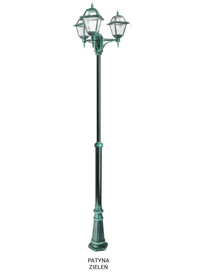 Potrójna latarnia ogrodowa WITRAŻ 185-285cm retro | sklep LEDco.pl