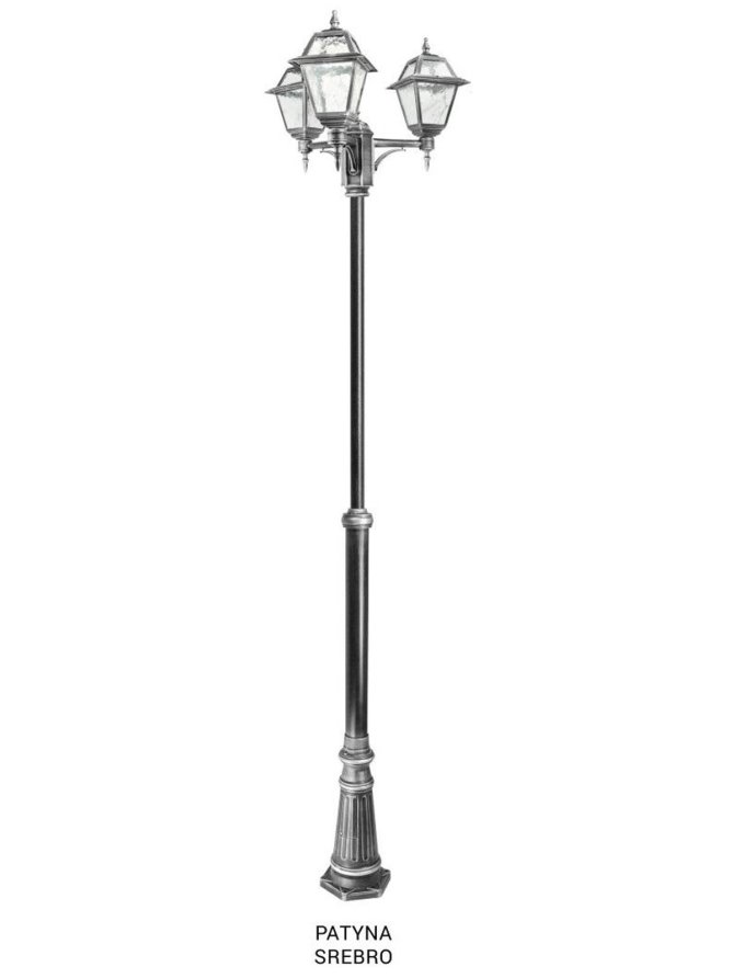 Potrójna latarnia ogrodowa WITRAŻ 185-285cm retro | sklep LEDco.pl