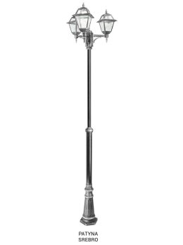 Potrójna latarnia ogrodowa WITRAŻ 185-285cm retro | sklep LEDco.pl