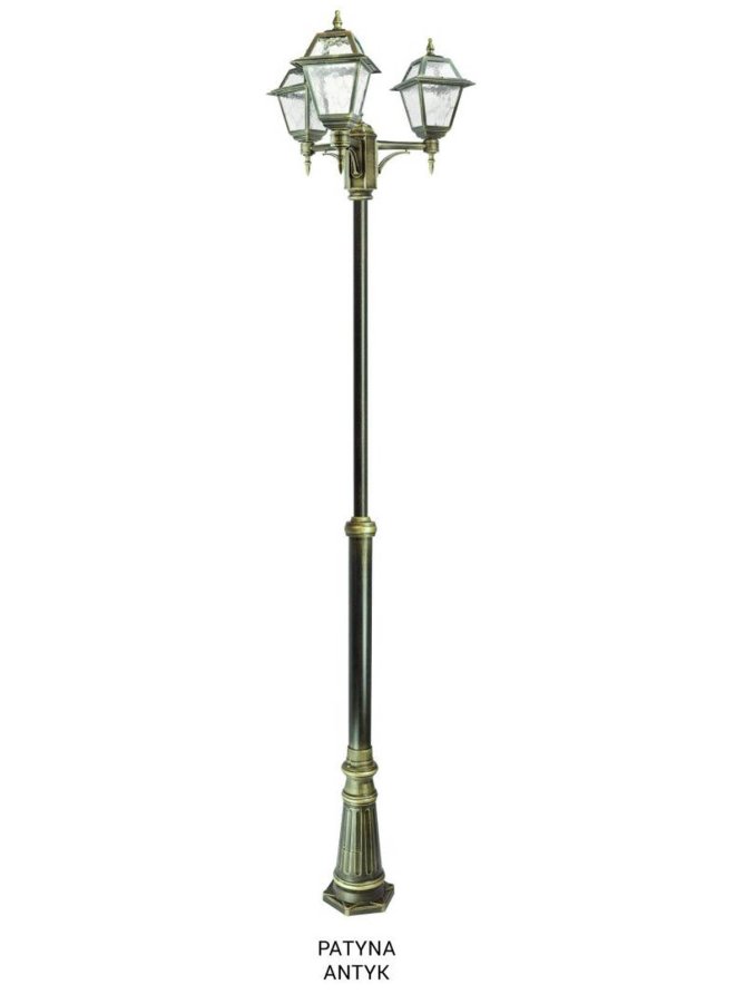 Potrójna latarnia ogrodowa WITRAŻ 185-285cm retro | sklep LEDco.pl