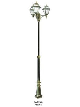 Potrójna latarnia ogrodowa WITRAŻ 185-285cm retro | sklep LEDco.pl