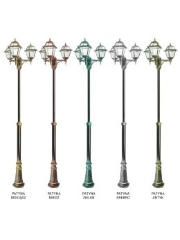Potrójna latarnia ogrodowa WITRAŻ 185-285cm retro | sklep LEDco.pl