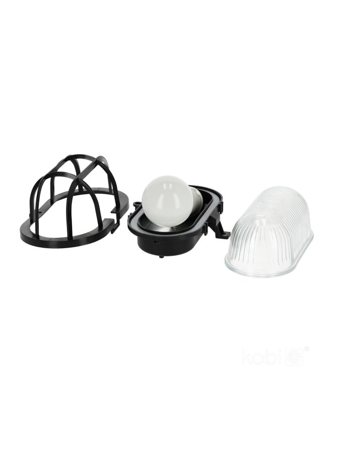 Oprawa kanałowa SOMA PC 1xE27 60 siatka plastik czarna Kobi 005231