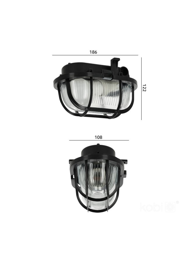 Oprawa kanałowa SOMA PC 1xE27 60 siatka plastik czarna Kobi 005231