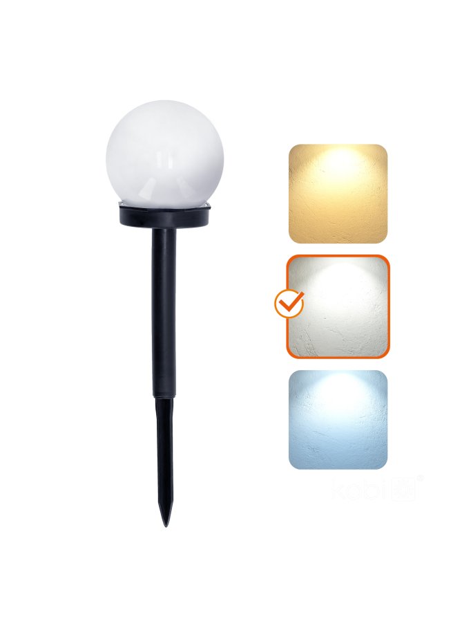Lampa solarna wbijana LED SPHERE G2 10cm 4000K IP44 LED2B 004512