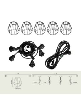 Girlanda ogrodowa Zestaw CRETE 5m + kabel 5m + 5x klosz D1 005120