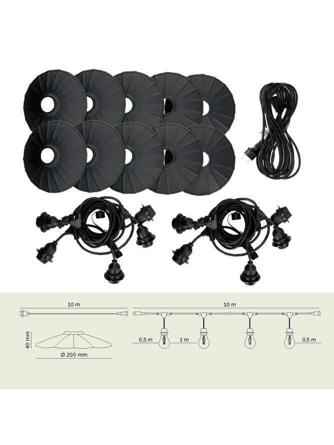 Girlanda ogrodowa Zestaw CRETE 10m + kabel 10m + 10x klosz M1 005136