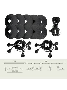 Girlanda ogrodowa Zestaw CRETE 10m + kabel 10m + 10x klosz M1 005136