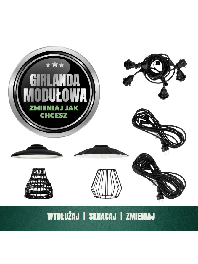 Girlanda ogrodowa Zestaw CRETE 10m + kabel 10m + 10x klosz M1 005136
