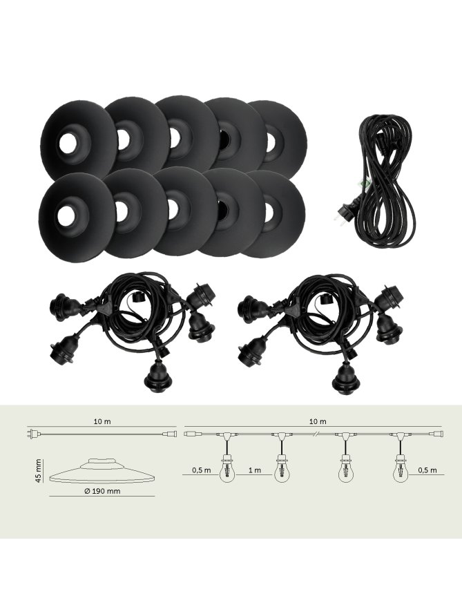 Girlanda ogrodowa Zestaw CRETE 10m + kabel 10m + 10x klosz M2 005137