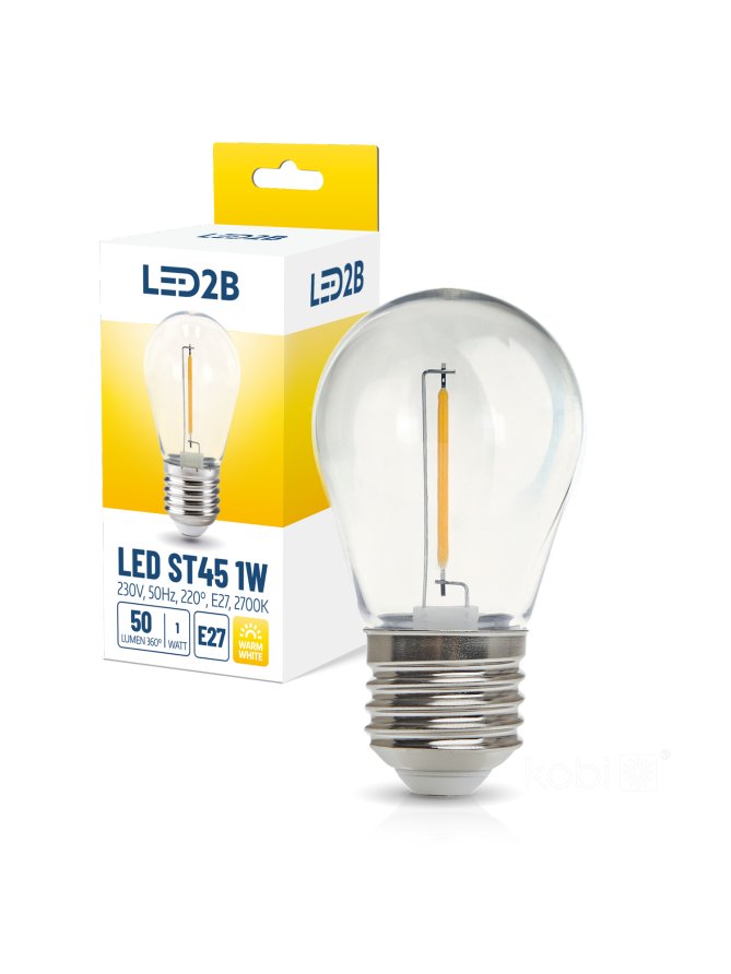 Żarówka LED ST45 1W E27 2700K LED2B 001251
