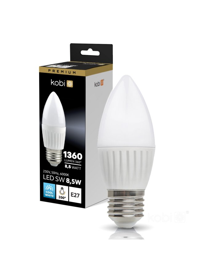 Żarówka LED SW 8,5W E27 6000K Kobi Premium 004466