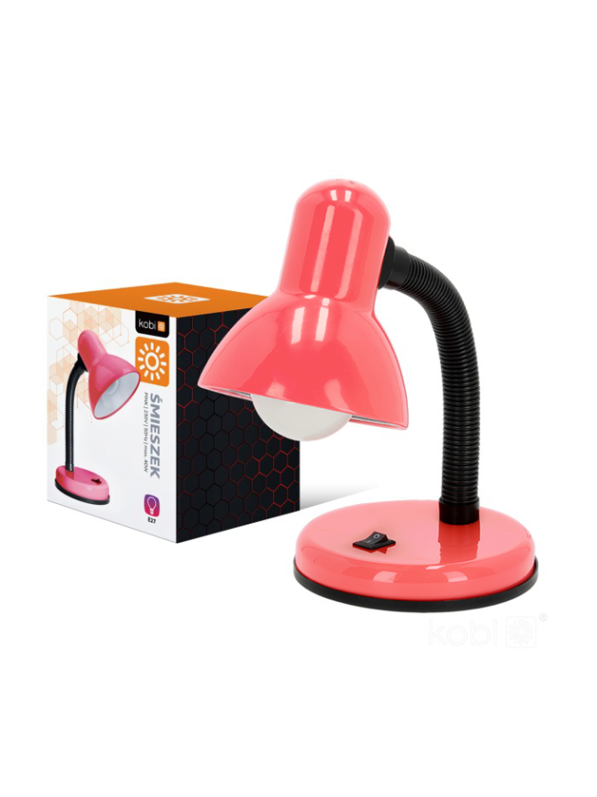 Lampa na biurko LED do nauki i pracy ŚMIESZEK 1xE27 różowa Kobi 001962