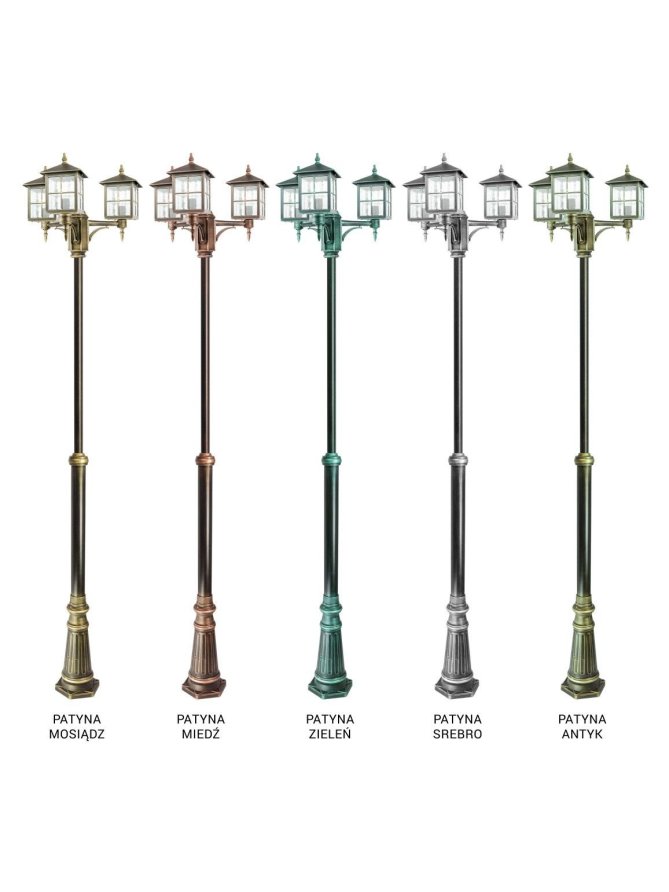 Latarnia ogrodowa z trzema kloszami WENECJA 3xE27 280cm | LEDco.pl