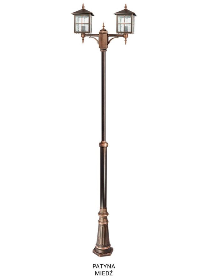 Kwadratowa latarnia ogrodowa WENECJA 2xE27 regulowana 180-280cm