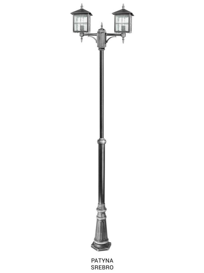 Kwadratowa latarnia ogrodowa WENECJA 2xE27 regulowana 180-280cm