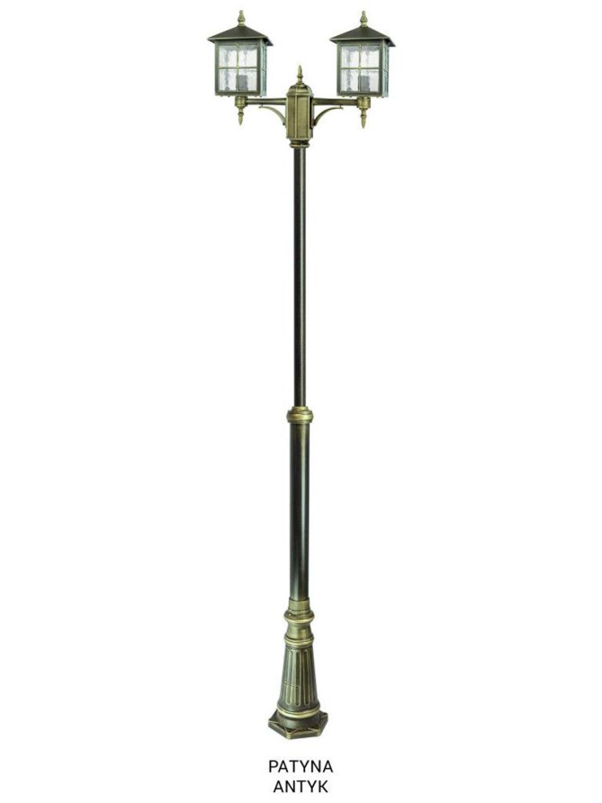 Kwadratowa latarnia ogrodowa WENECJA 2xE27 regulowana 180-280cm