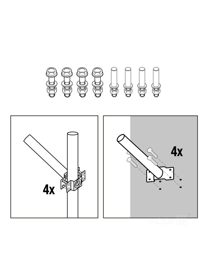 Uchwyt ścienny BASE SE 500mm Fi 48mm Kobi 003689