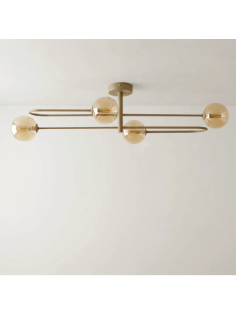 Beżowa lampa sufitowa z bursztynowymi kulami K-5996 z serii SPARK