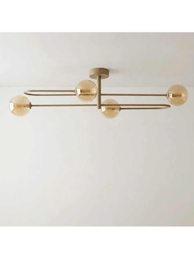 Beżowa lampa sufitowa z bursztynowymi kulami K-5996 z serii SPARK