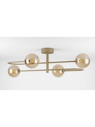 Beżowa lampa sufitowa z bursztynowymi kulami K-5996 z serii SPARK 2