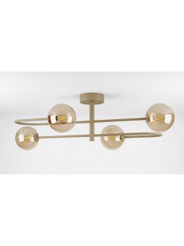 Beżowa lampa sufitowa z bursztynowymi kulami K-5996 z serii SPARK