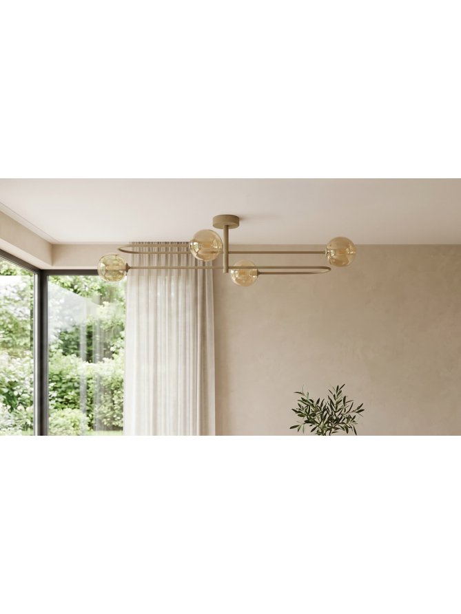 Beżowa lampa sufitowa z bursztynowymi kulami K-5996 z serii SPARK