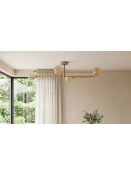 Beżowa lampa sufitowa z bursztynowymi kulami K-5996 z serii SPARK