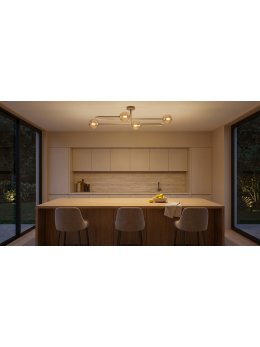 Beżowa lampa sufitowa z bursztynowymi kulami K-5996 z serii SPARK