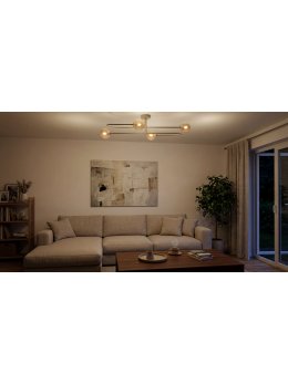 Beżowa lampa sufitowa z bursztynowymi kulami K-5996 z serii SPARK