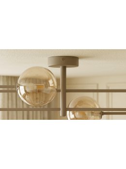 Beżowa lampa sufitowa z bursztynowymi kulami K-5996 z serii SPARK